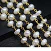 Natural Freshwater Pearl Smooth Roundel Beads Gold Plated Link Chain Top Quality Pearl ~ Freshwater ~ Great Luster and Color Length is 14 Inches and Size 6-7mm approx.